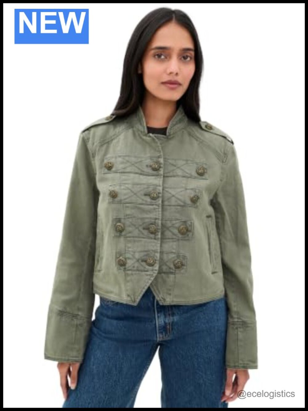 Free People Ryland Band Jacket Cotton Blend Anorak Button Placket